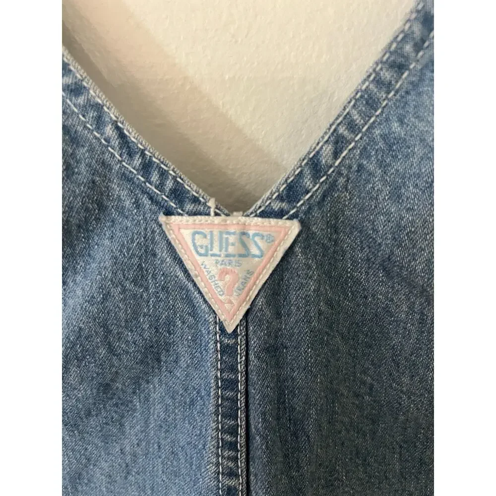 Vtg 90s Baby Guess Shortalls Overalls Denim 18m Y2K Kids Nostalgia